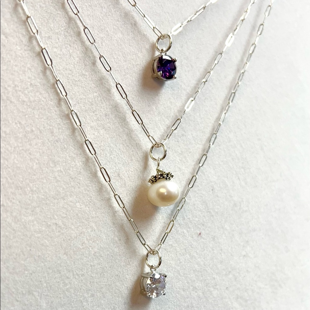 925 Sterling Silver. Three layers. Necklace - Picture 4 of 7